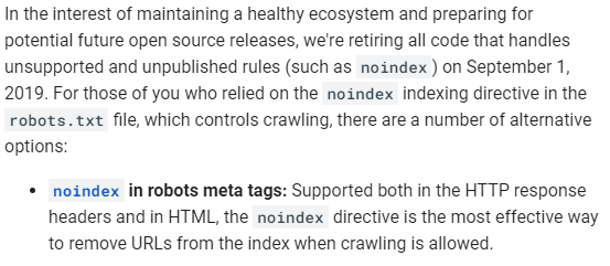 Google disregards noindex in robots.txt